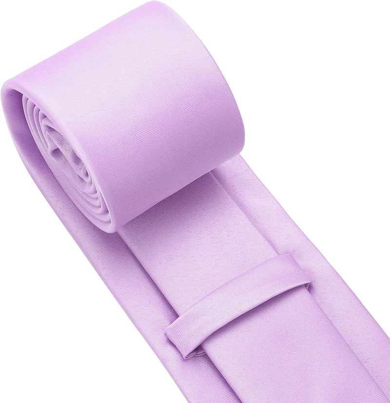 pensee Men's Tie Set Solid Pure Color 3.15" (8CM) Classic Formal Plain Necktie and Pocket Square Set For Men - Image 5